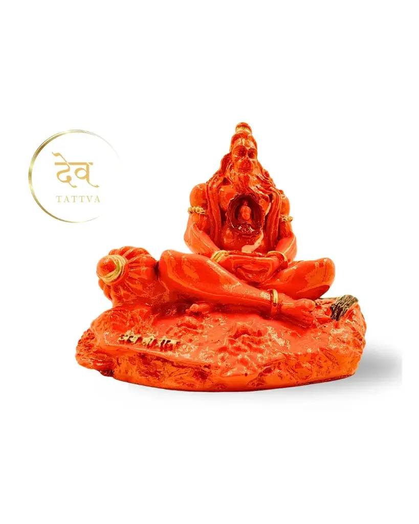 Orange Hanuman with Ram Lalla, Poly Resin, 3.5x2 Inches, 3-Year Warranty