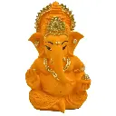 Orange Ganpati, Poly Resin, 3.5x2 Inches, 3-Year Warranty