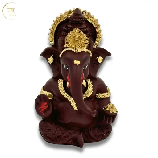 Titwala Chocolate Ganpati, Poly Resin, 3.5x2 Inches, 3-Year Warranty