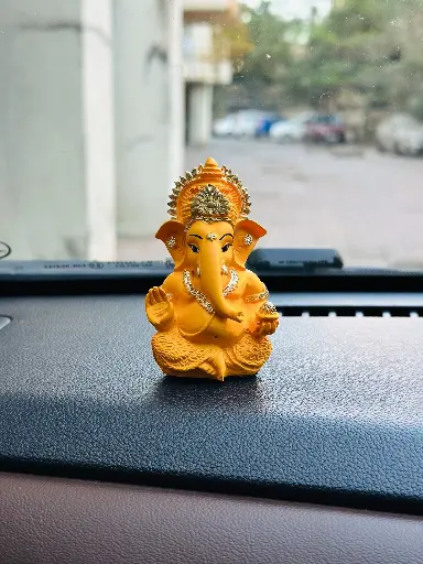 Titwala Mango Ganpati, Poly Resin, 3.5x2 Inches, 3-Year Warranty